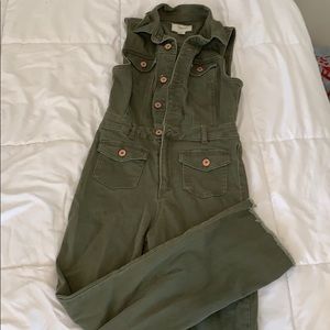 Khaki olive green forever 21 denim jumpsuit